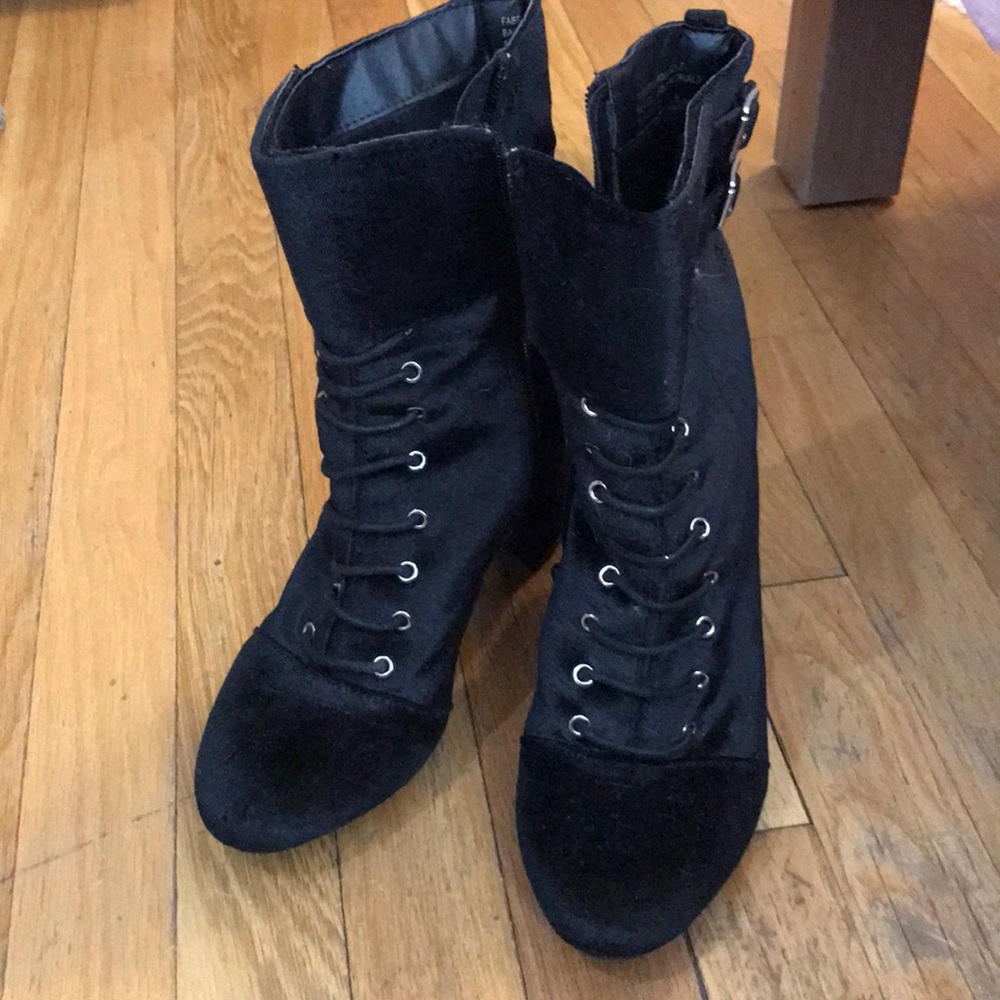 Black Velvet Ankle Boots